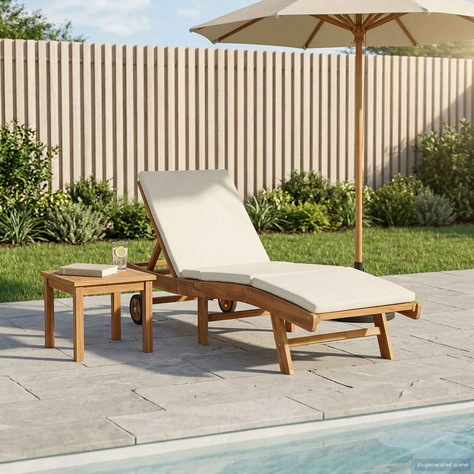 Ligstoel Polyester Bruin en crèmekleurig