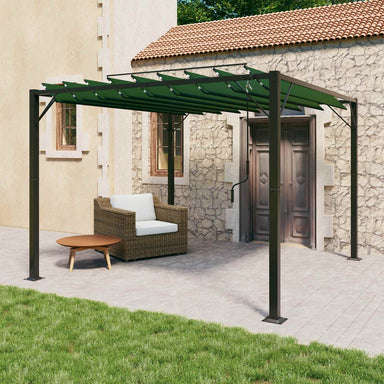 Gazebo met luifeldak 3 x 3 x 2,14 m Groen Stof en Aluminium