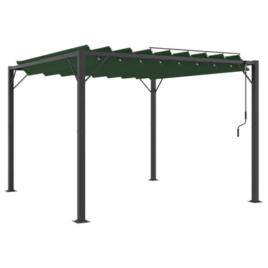 Gazebo met luifeldak 3 x 3 x 2,14 m Groen Stof en Aluminium