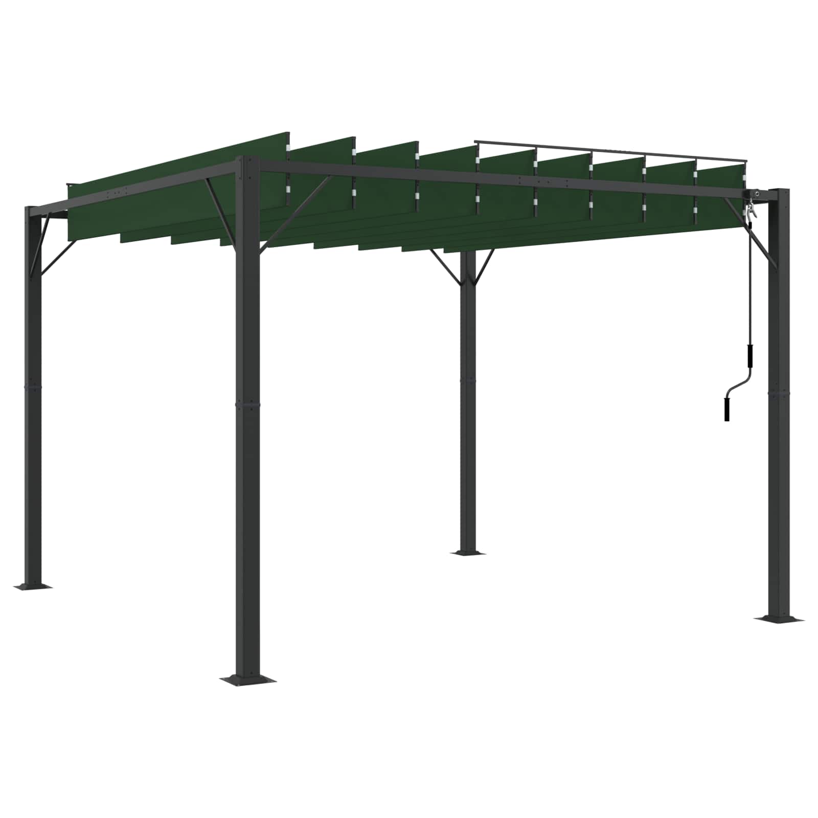 Gazebo met luifeldak 3 x 3 x 2,14 m Groen Stof en Aluminium