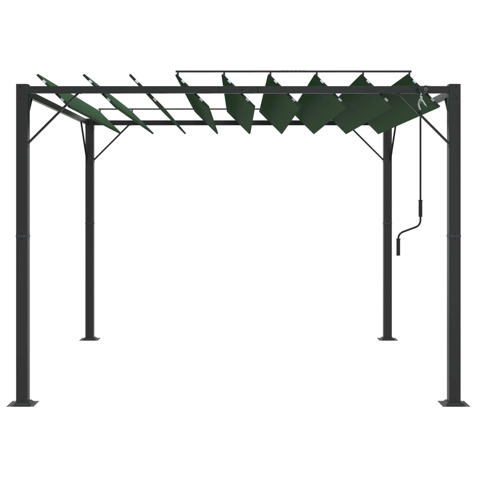 Gazebo met luifeldak 3 x 3 x 2,14 m Groen Stof en Aluminium