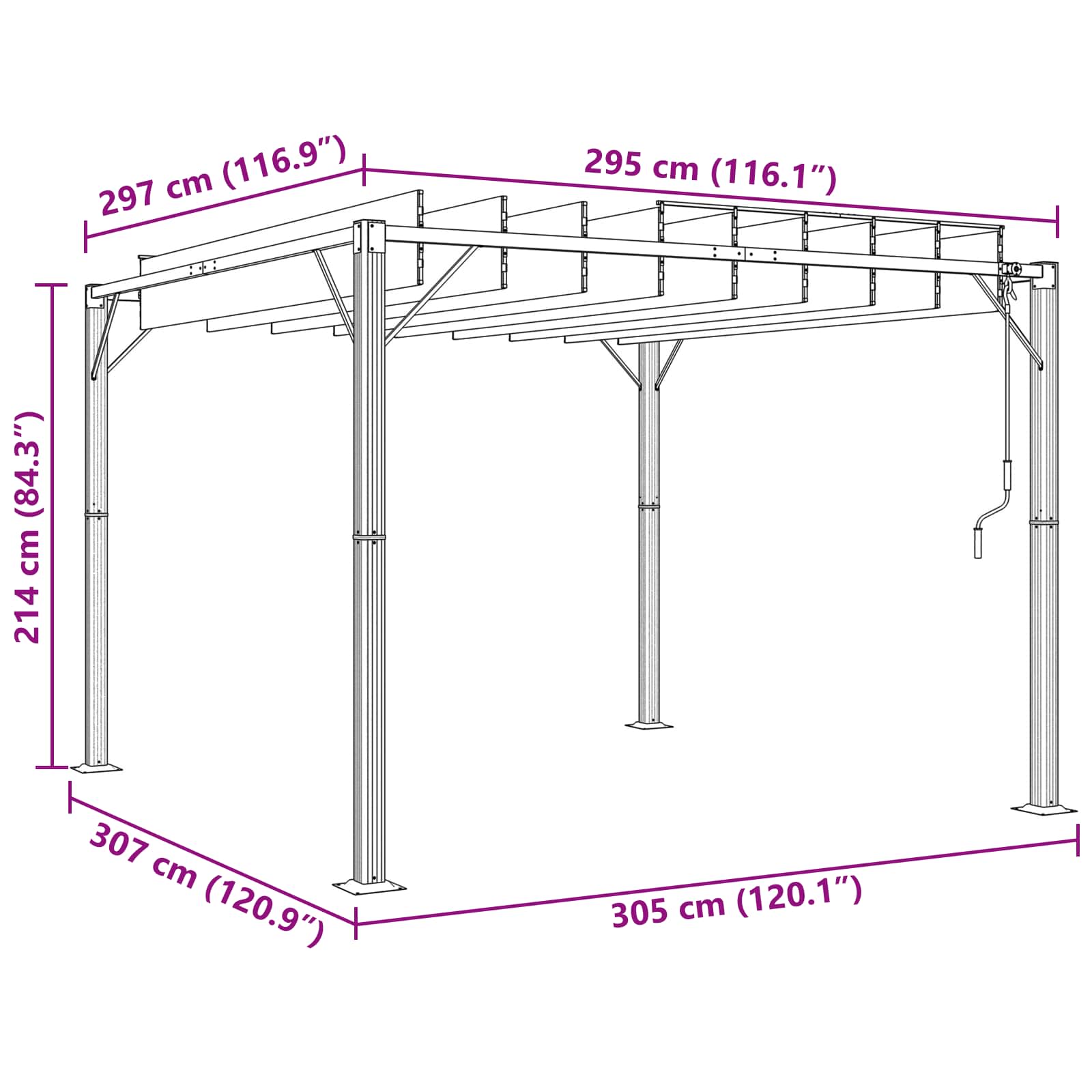 Gazebo met luifeldak 3 x 3 x 2,14 m Groen Stof en Aluminium