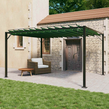Gazebo met luifeldak 3 x 4 x 2,14 m Groen Stof en Aluminium