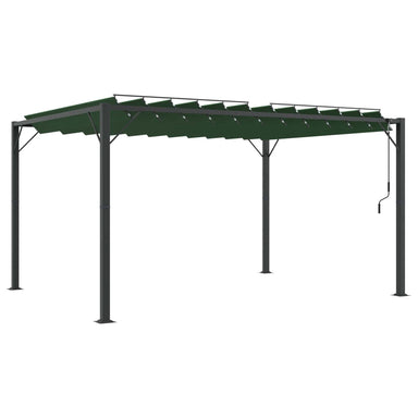Gazebo met luifeldak 3 x 4 x 2,14 m Groen Stof en Aluminium