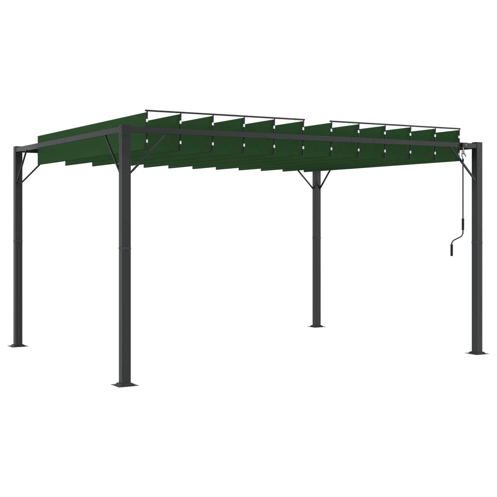 Gazebo met luifeldak 3 x 4 x 2,14 m Groen Stof en Aluminium