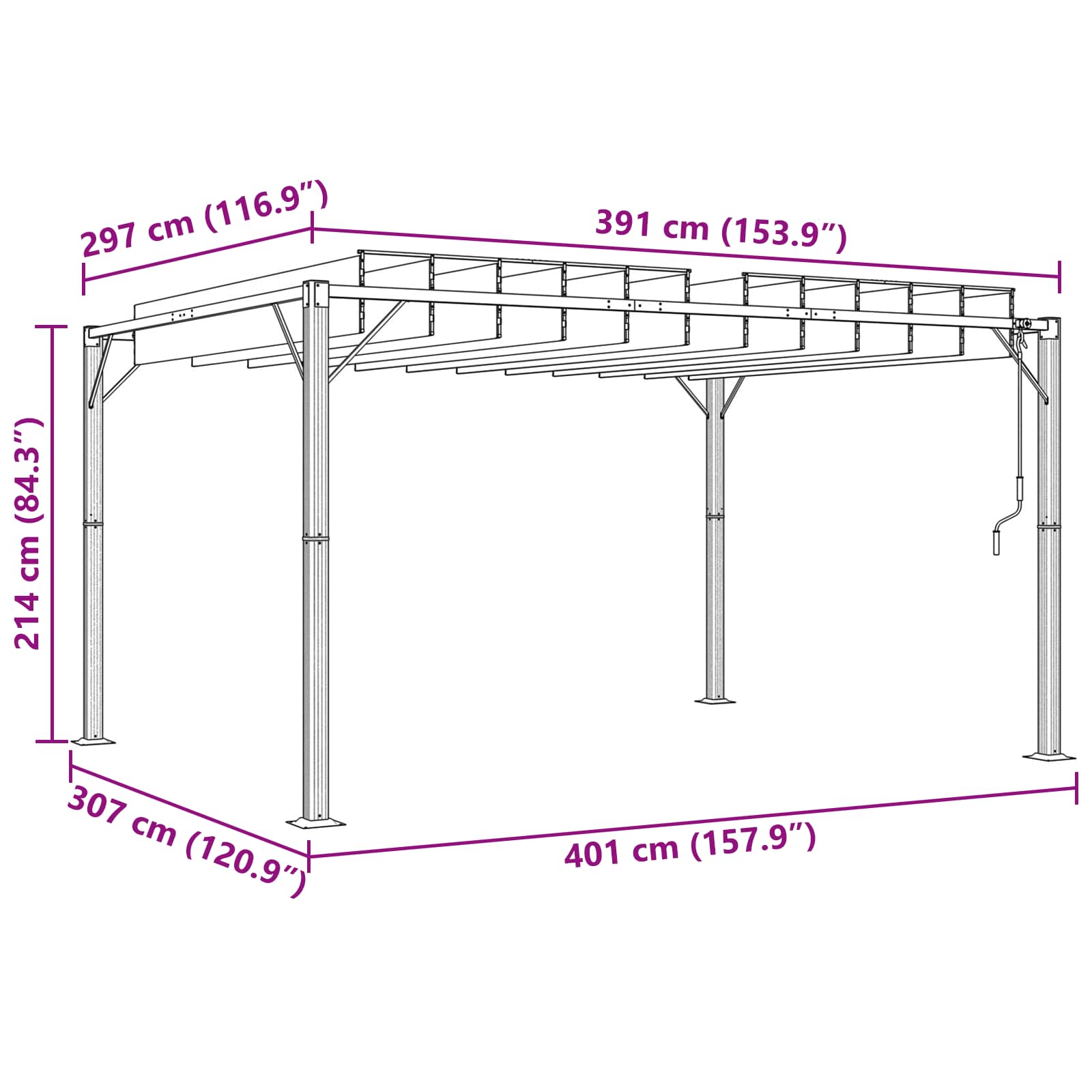 Gazebo met luifeldak 3 x 4 x 2,14 m Groen Stof en Aluminium