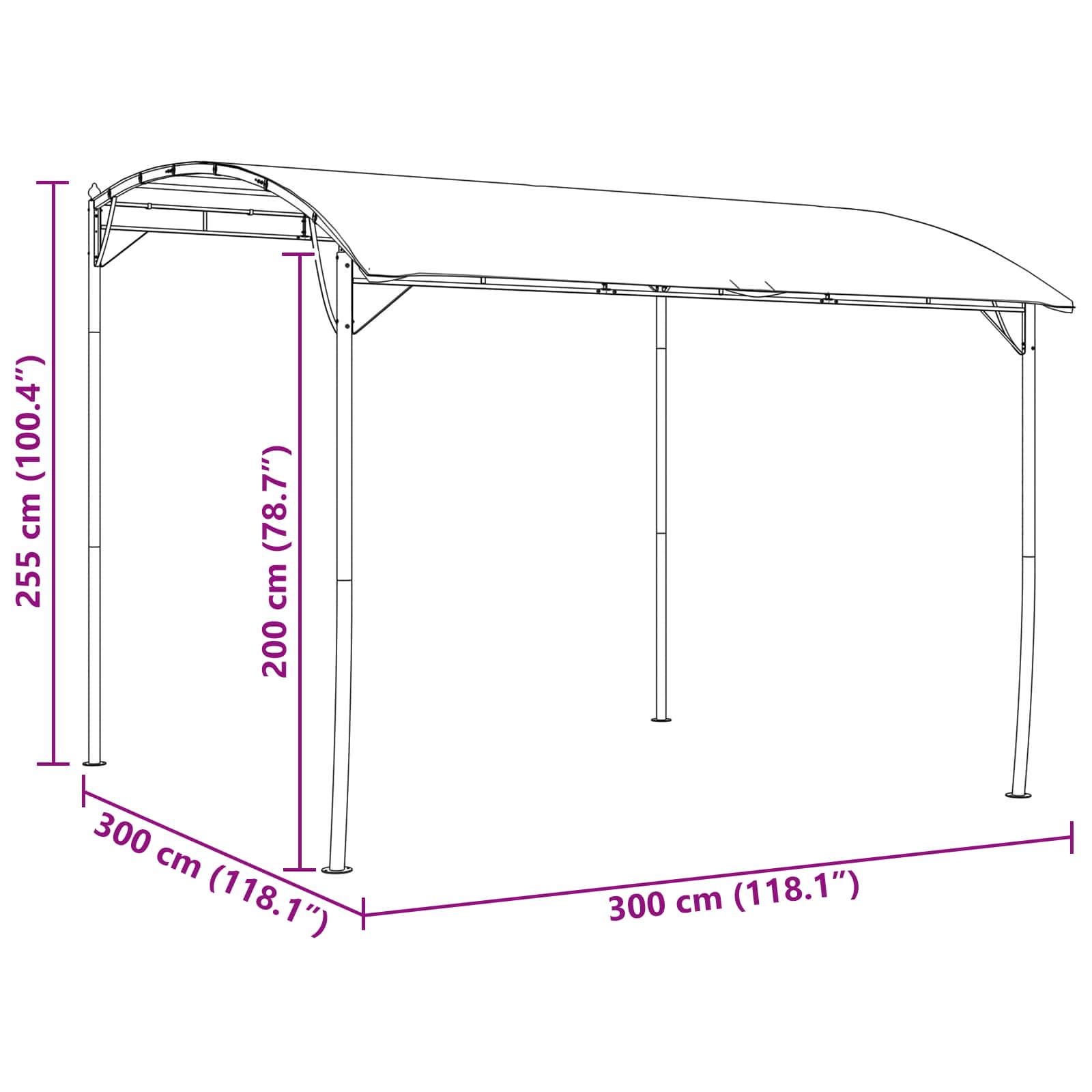 Paviljoen 3 x 3 x 2,55 m Groen Gepoedercoat staal en stof