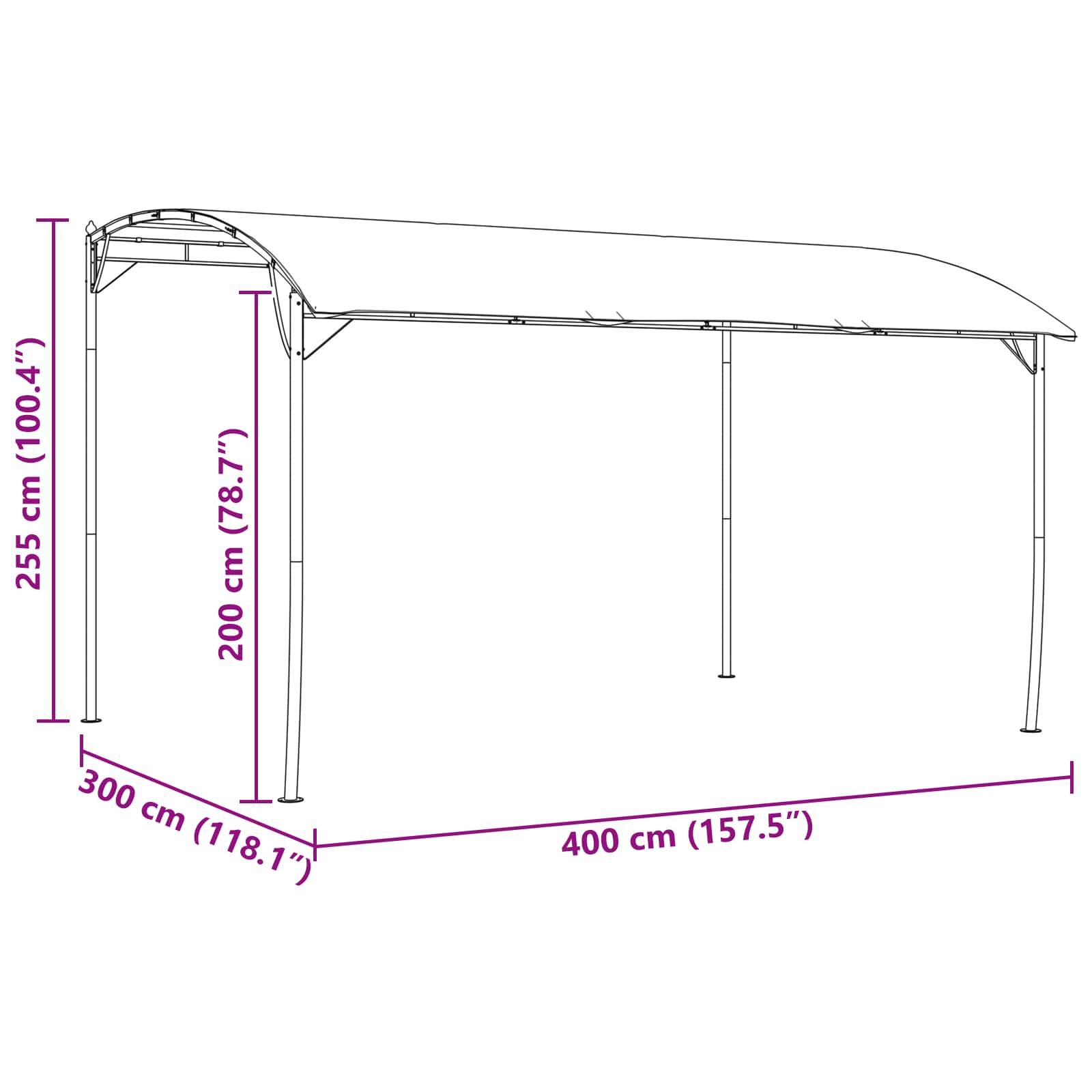Paviljoen 4 x 3 x 2,55 m Groen Gepoedercoat staal en stof