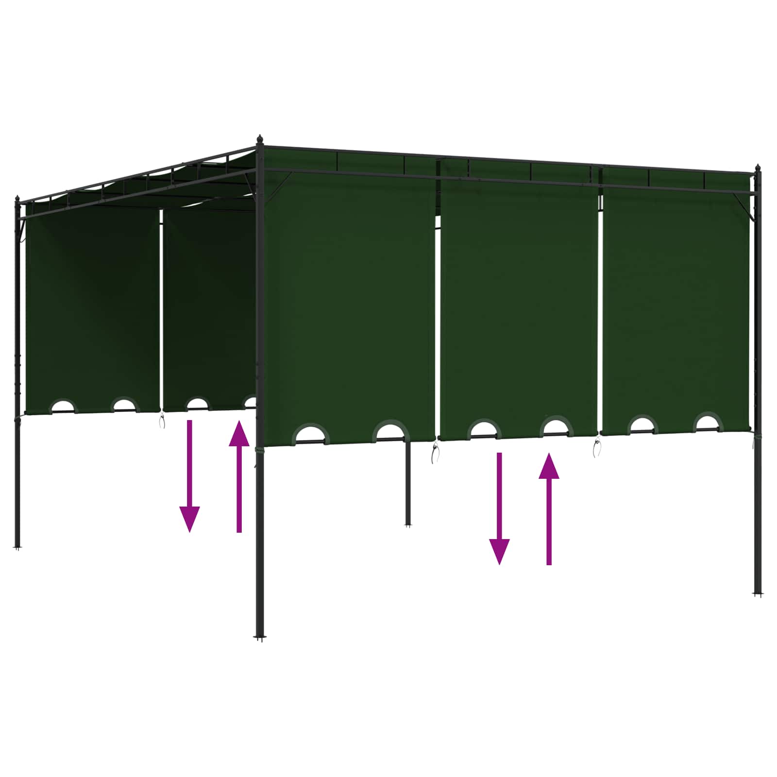 Paviljoen 4 x 3 x 2,3 m Groen Polyester en staal