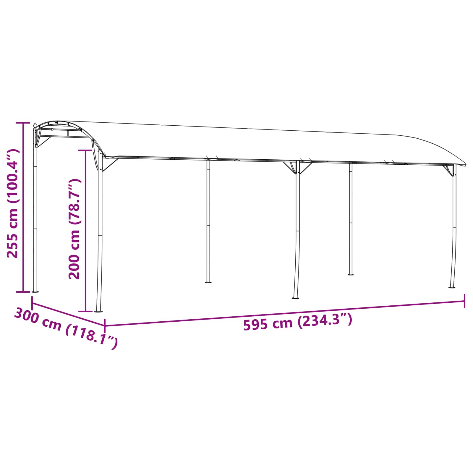 Paviljoen 6 x 3 x 2,55 m Groen Gepoedercoat staal en stof