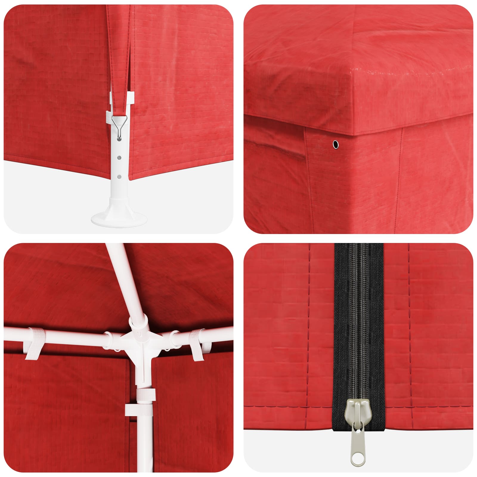 Partytent 400 x 300 x 255 cm Rood PE en staal
