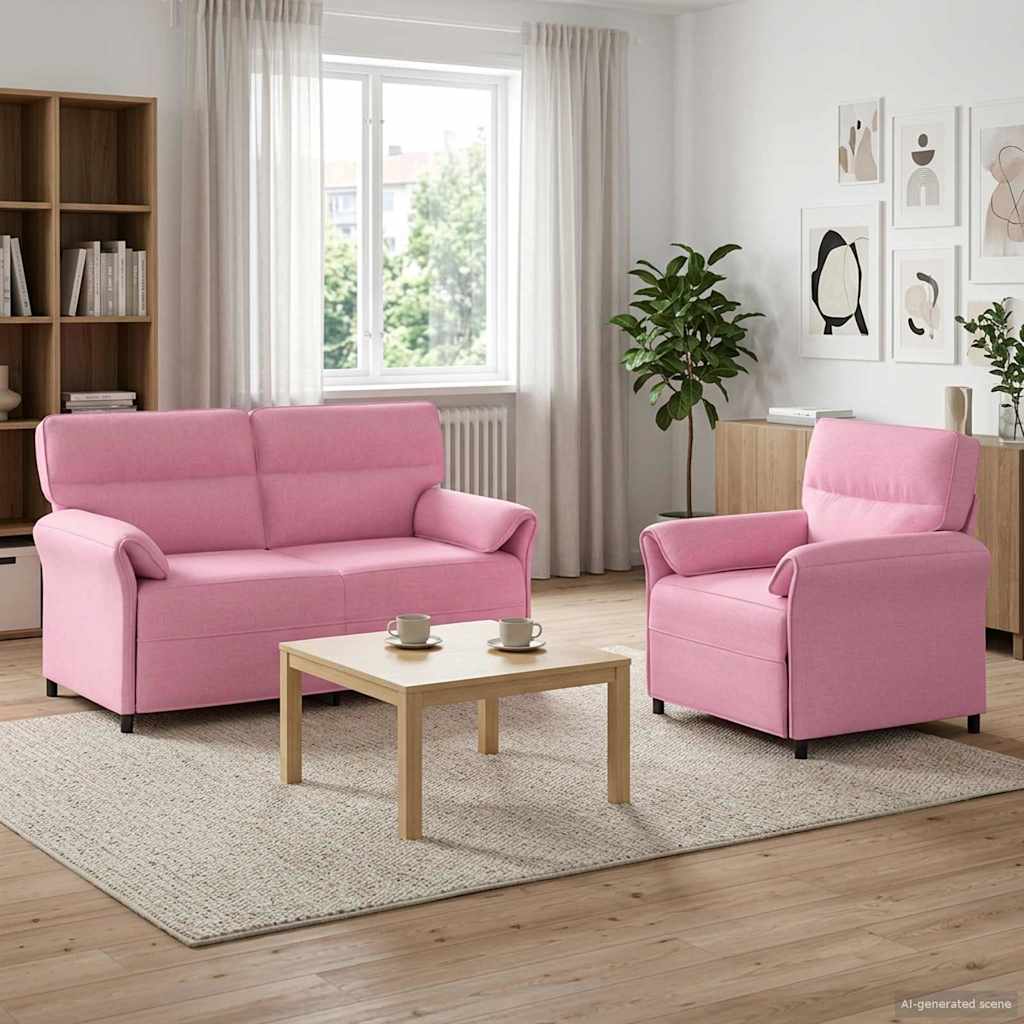 Bankstel 2 st Roze Stof