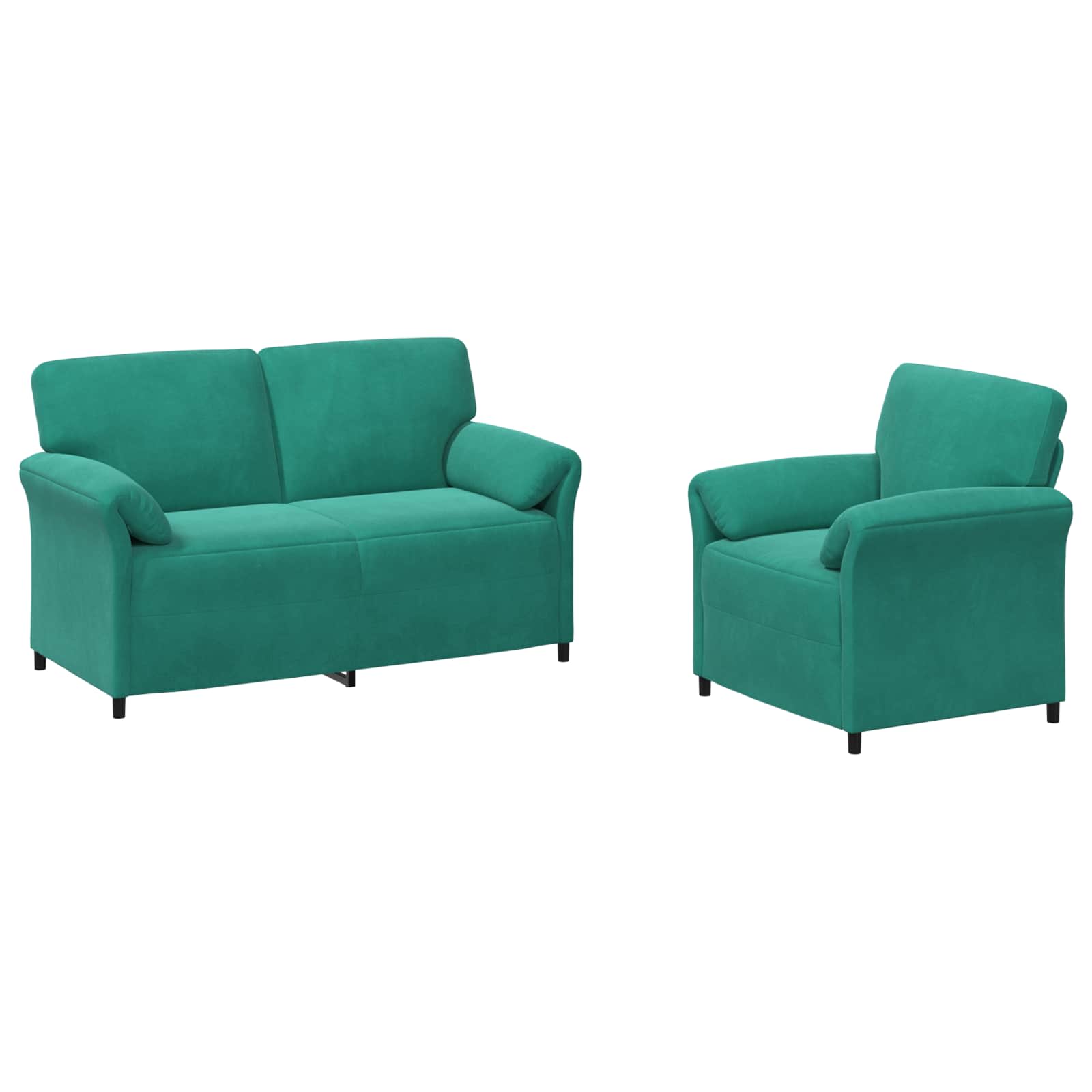 Bankstel 2 st Turquoise Fluweel