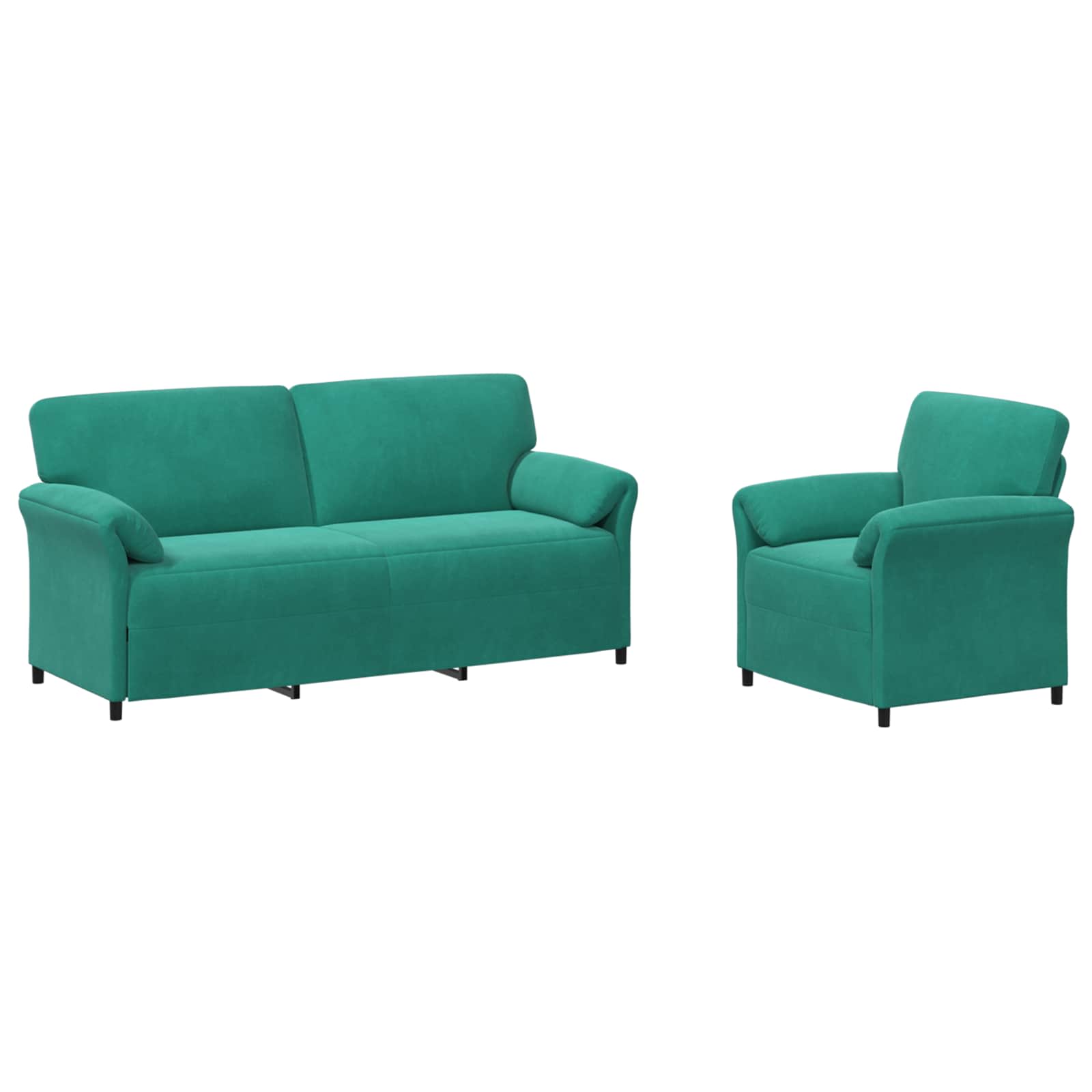 Bankstel 2 st Turquoise Fluweel