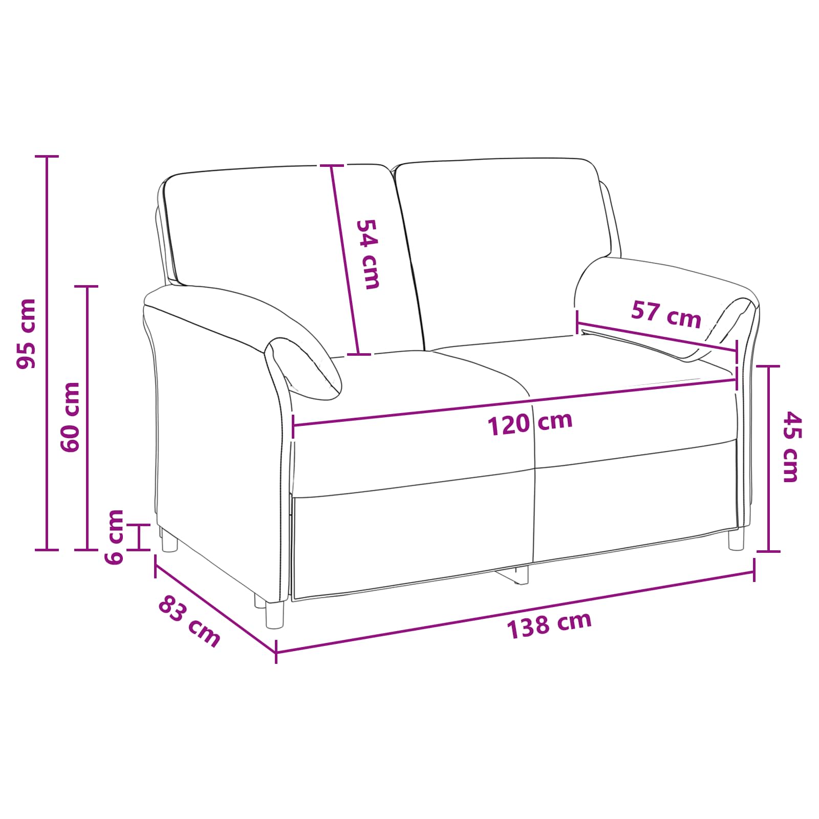 2-Zits Sofa Geel 138 x 83 x 95 cm Fluweel