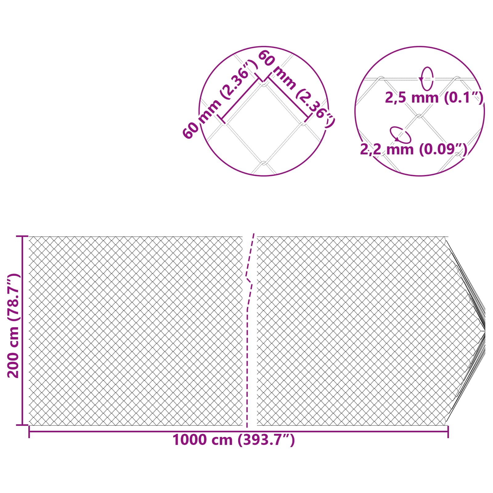 Draadgaashek Groen 2 x 10 m Staal