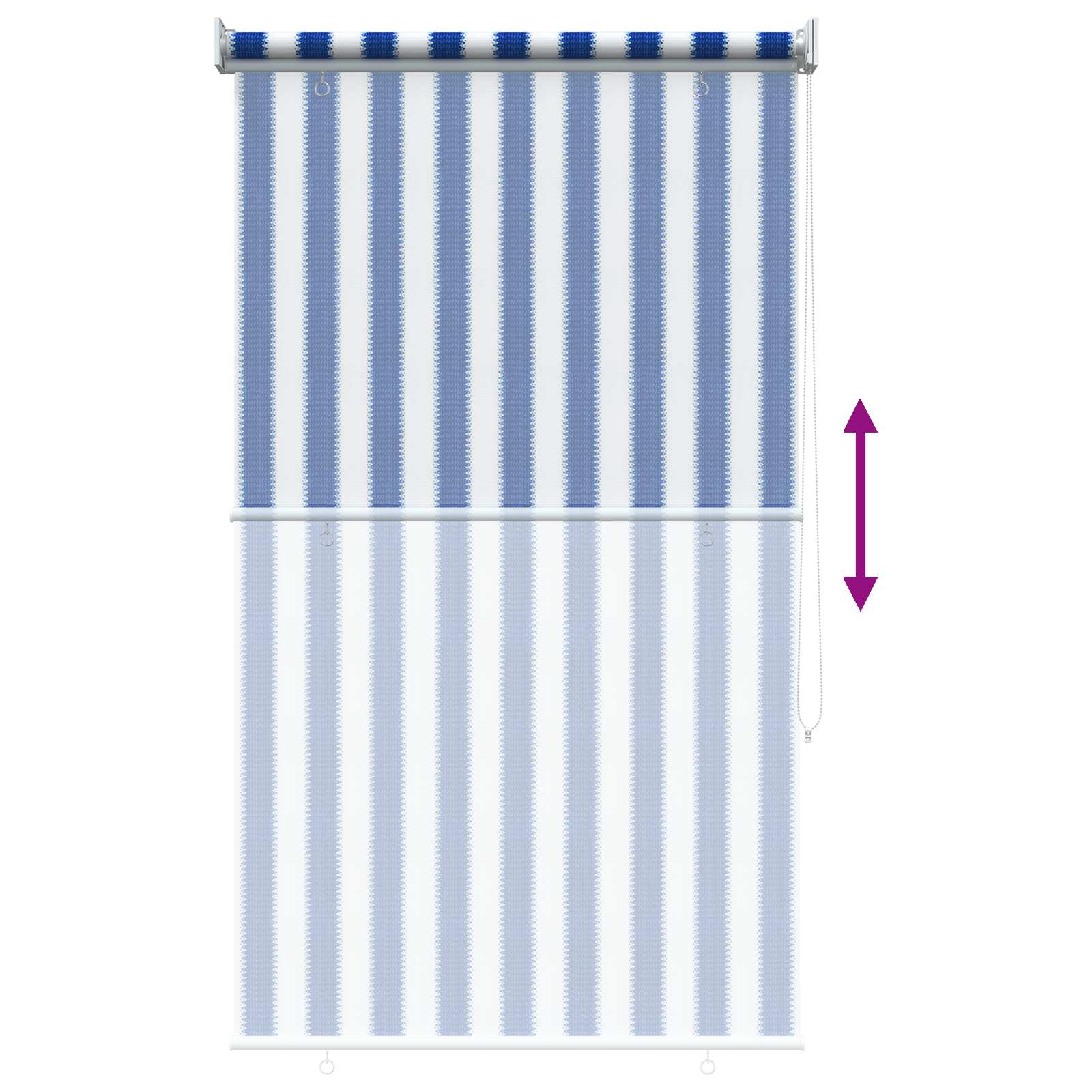 Buitenrolgordijn 90% UV-blok Blauw en Witte Streep 100 x 140 cm