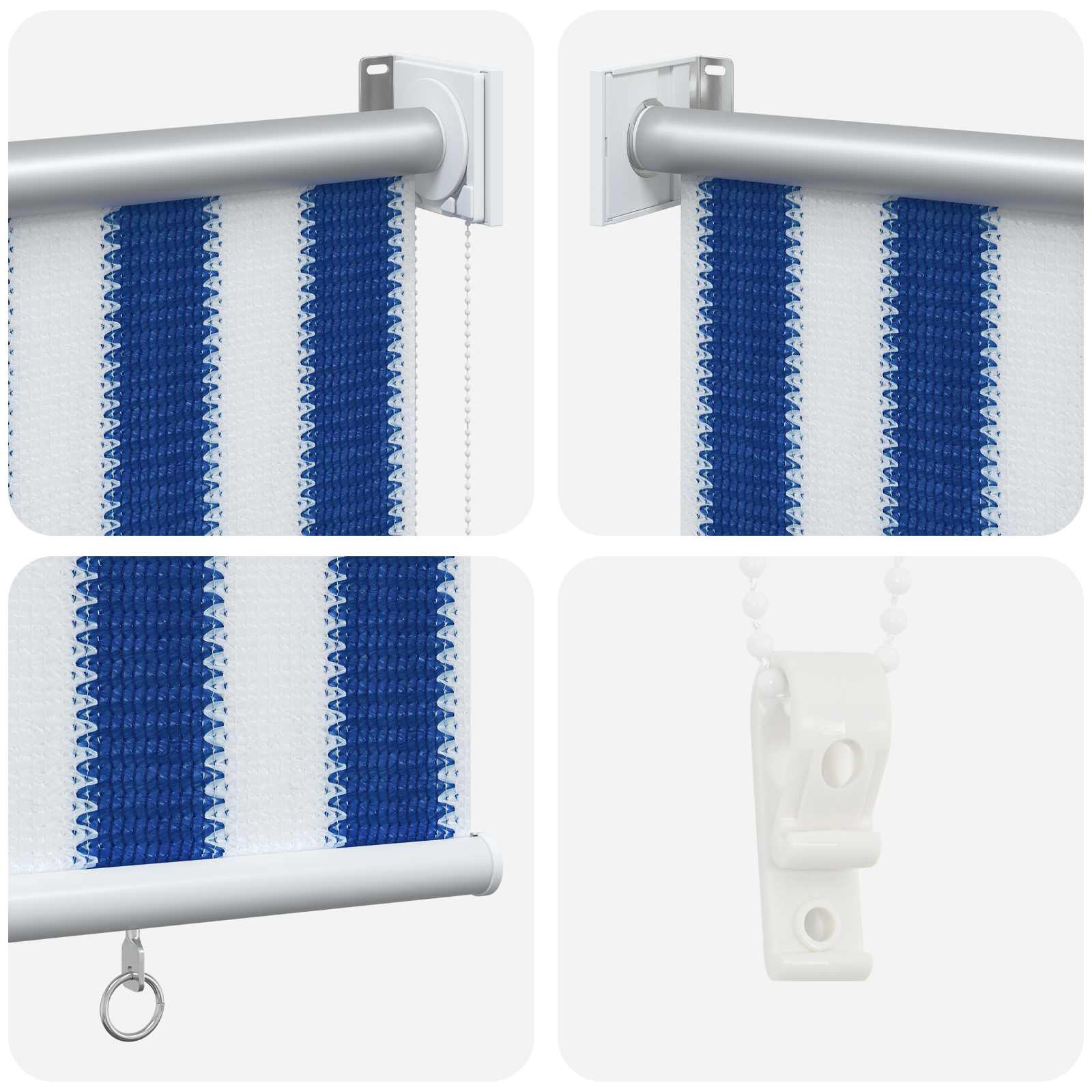 Buitenrolgordijn 90% UV-blok Blauw en Witte Streep 140 x 230 cm