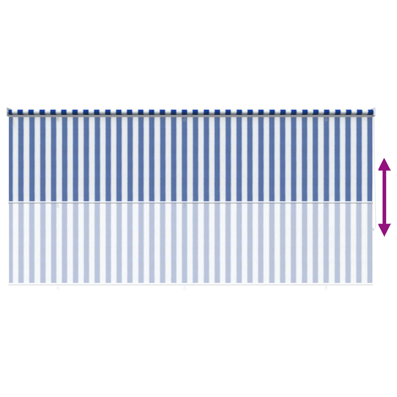 Buitenrolgordijn 90% UV-blok Blauw en Witte Streep 240 x 230 cm