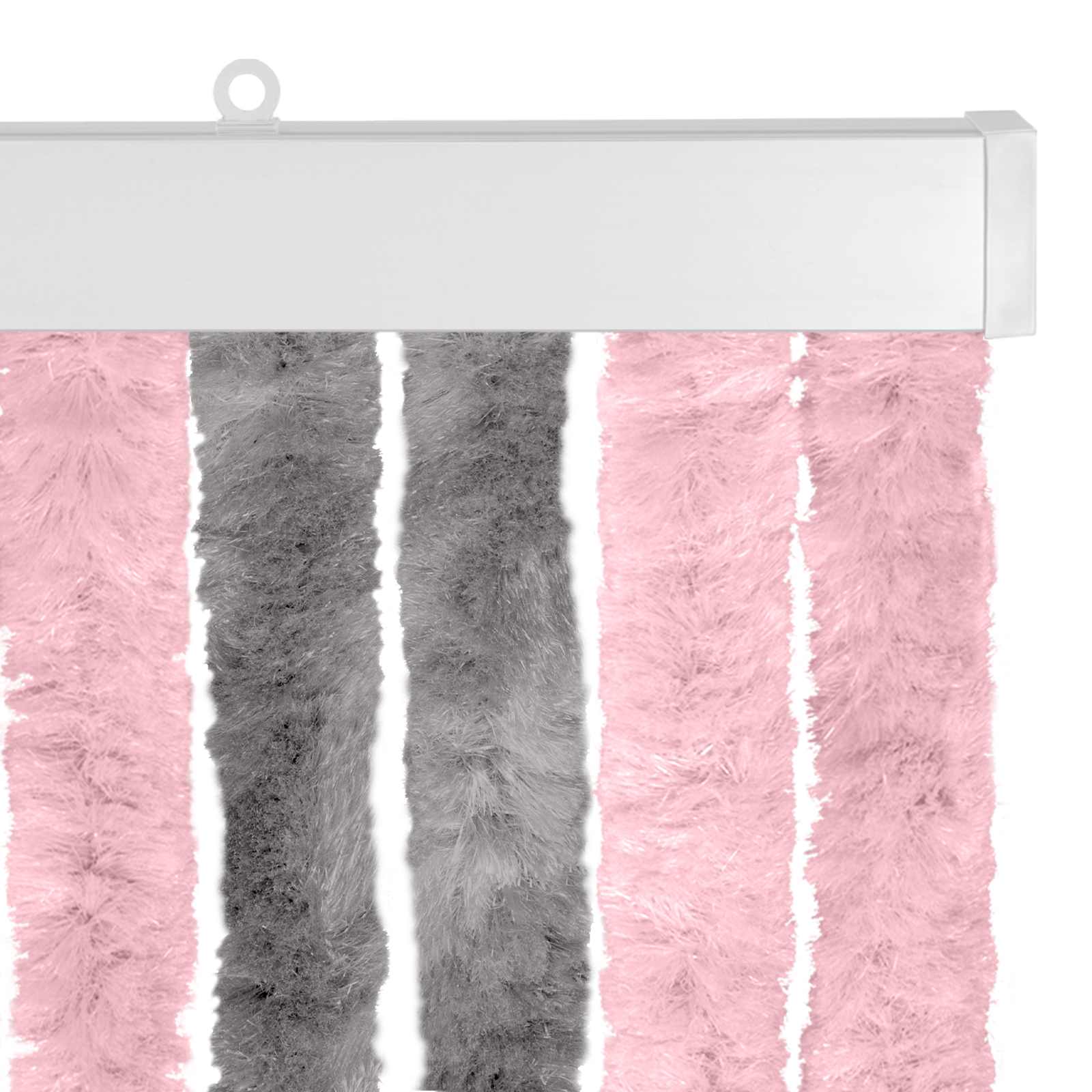 Insecten Gordijn Chenille Zilvergrijs en Roze 56 x 185 cm