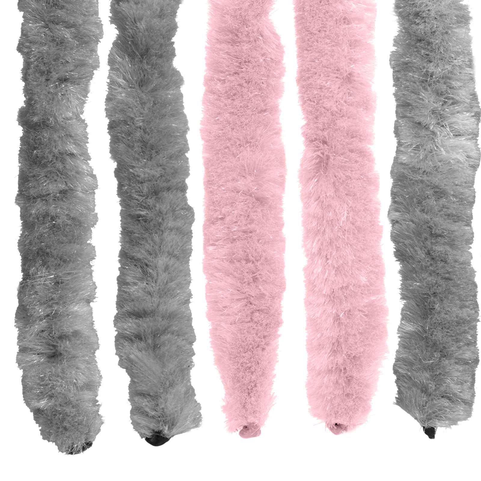 Insecten Gordijn Chenille Zilvergrijs en Roze 56 x 185 cm