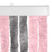 Insecten Gordijn Chenille Zilvergrijs en Roze 100 x 200 cm