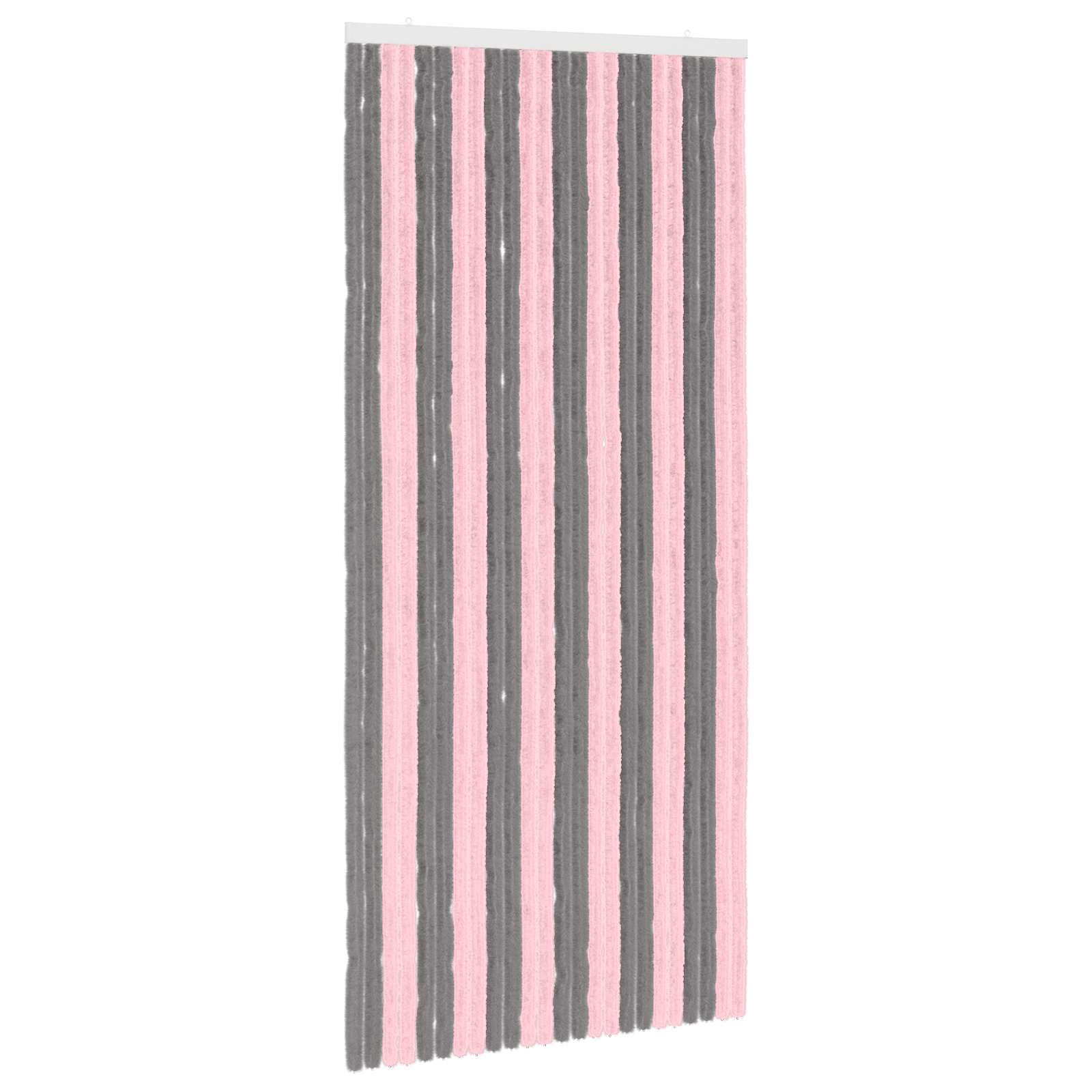Insecten Gordijn Chenille Zilvergrijs en Roze 100 x 220 cm