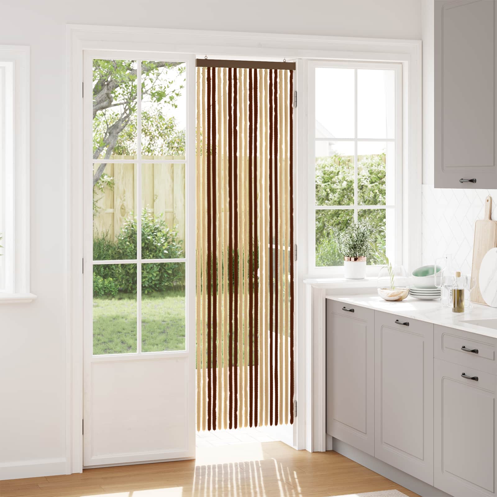 Insecten Gordijn Chenille Bruin en beige 56 x 200 cm 100% PP