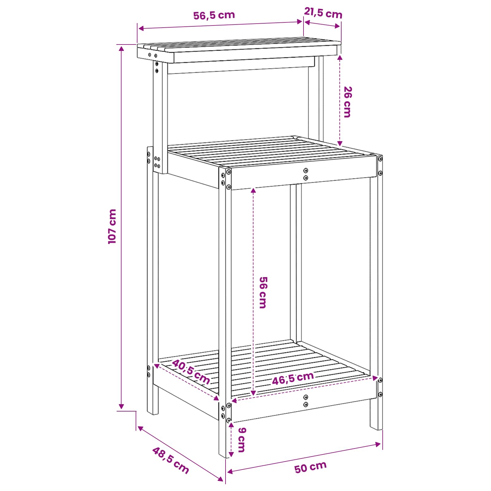Buiten pottingbank 56,5 x 48,5 x 107 cm Massief Acaciahout Wit