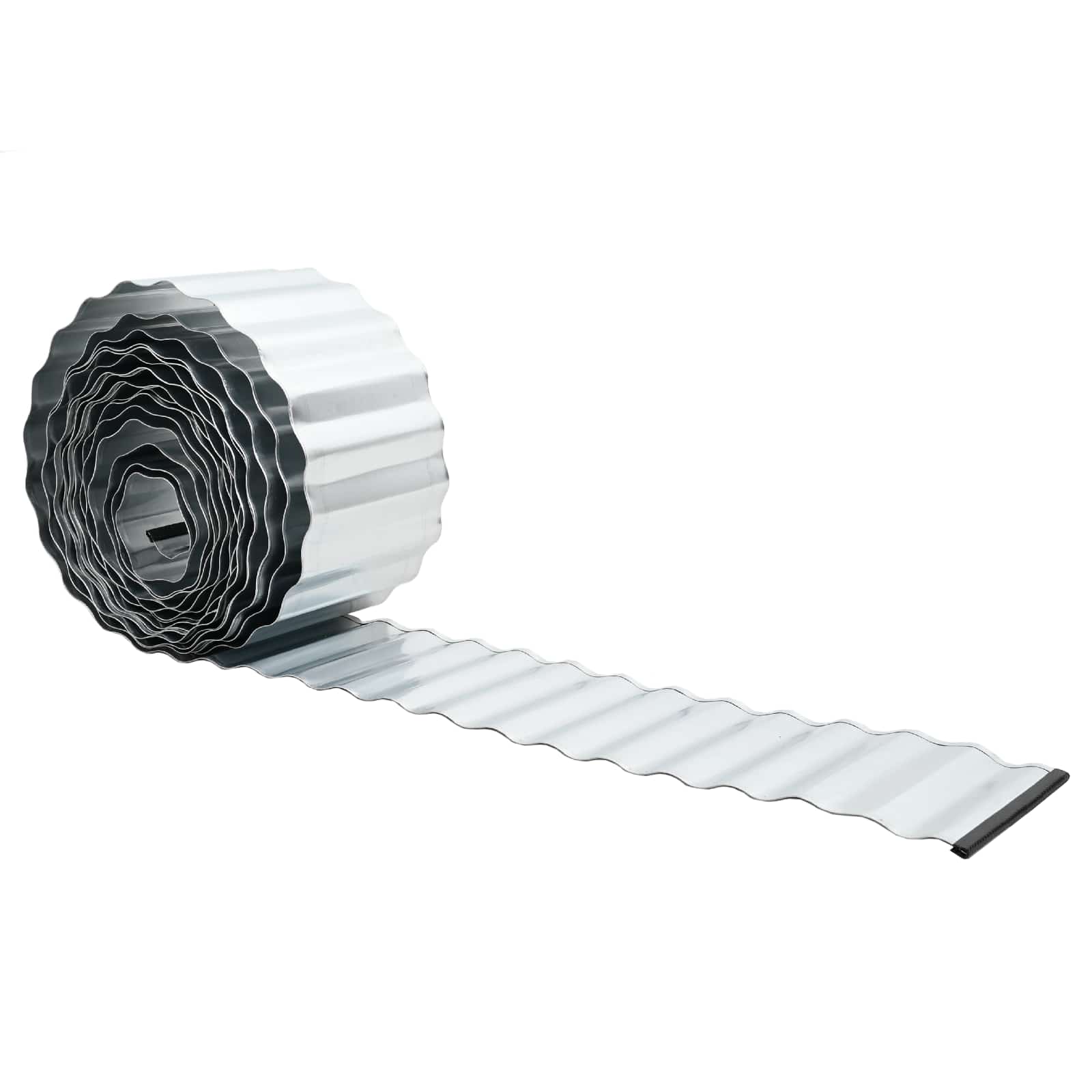 Gazonrand 10 m x 30 cm Gegalvaniseerd staal zilver
