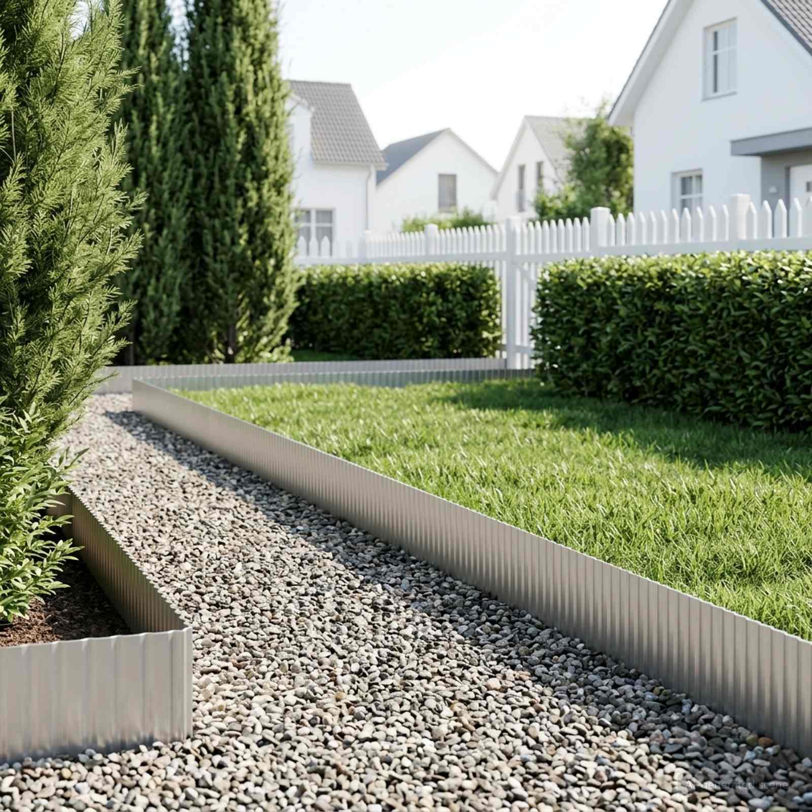 Gazonrand 10 m x 10 cm Gegalvaniseerd staal zilver