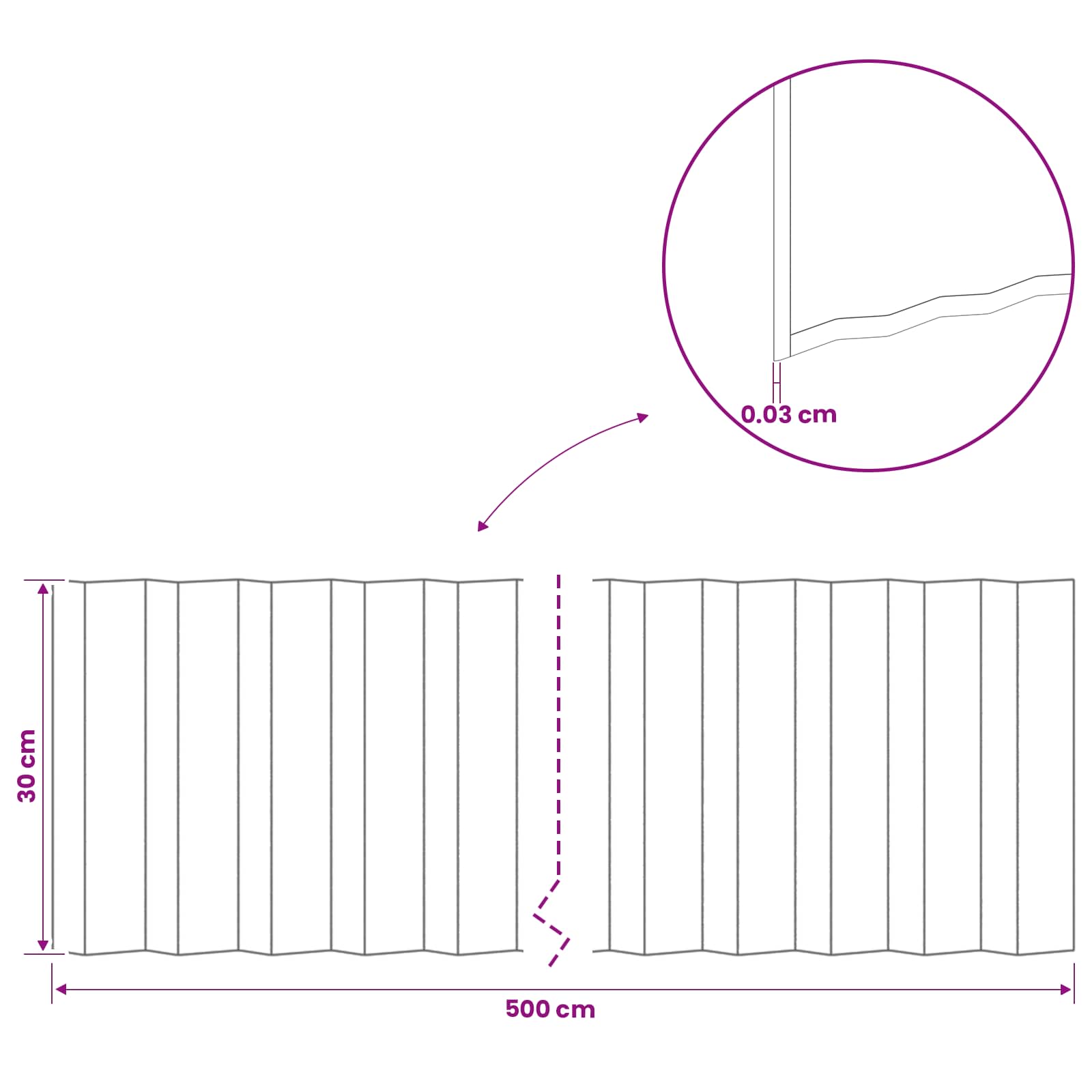 Gazonrand 5 m x 30 cm Gegalvaniseerd staal zilver