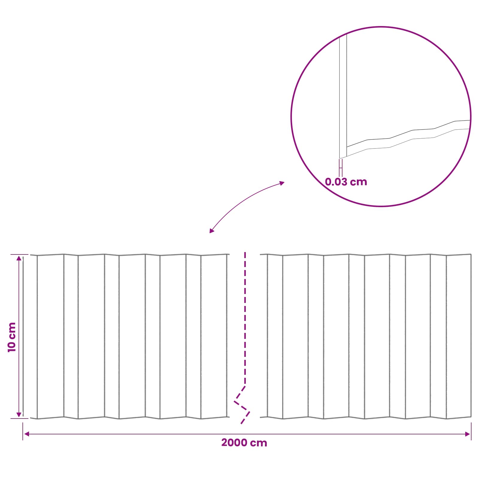 Gazonrand 20 m x 10 cm Gegalvaniseerd staal zilver