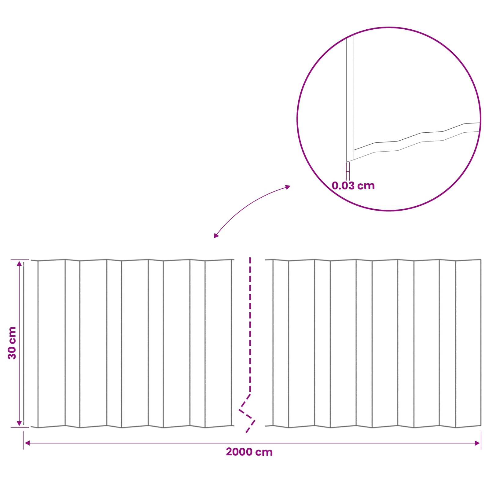 Gazonrand 20 m x 30 cm Gegalvaniseerd staal zilver