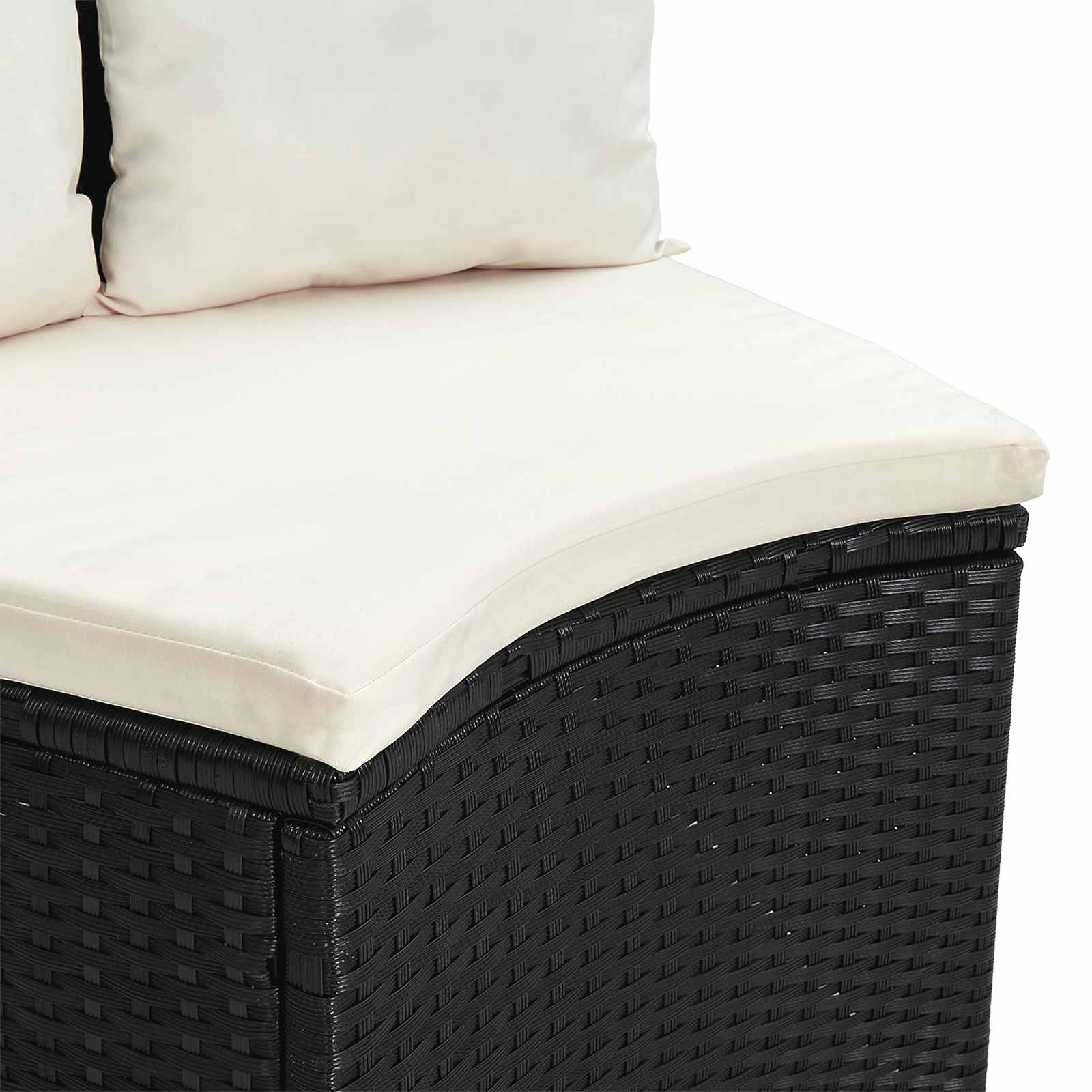 Bankstel 2 st Zwart Massief Acacia Hout en Poly Rattan