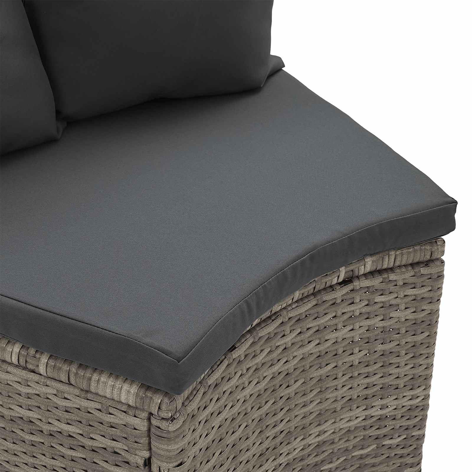 Bankstel 2 st Grijs Massief Acacia Hout en Poly Rattan