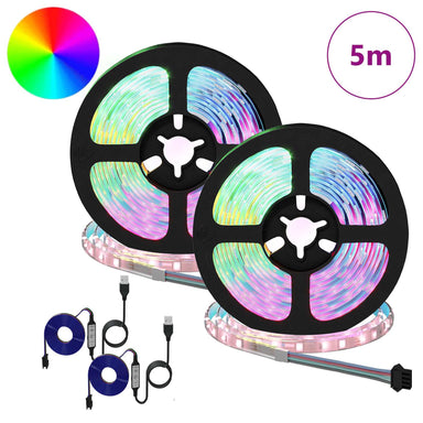 LED-strip 2 st Zwart en transparant Koper en kunststof