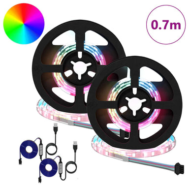 LED-strip 2 st Zwart en transparant Koper en kunststof