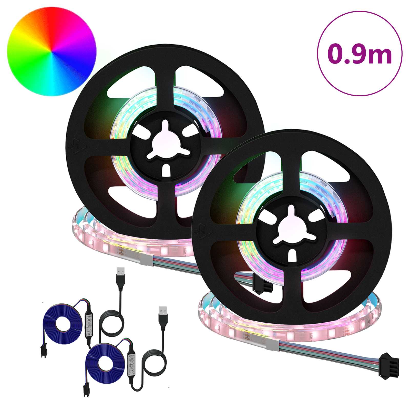 LED-strip 2 st Zwart en transparant Koper en kunststof