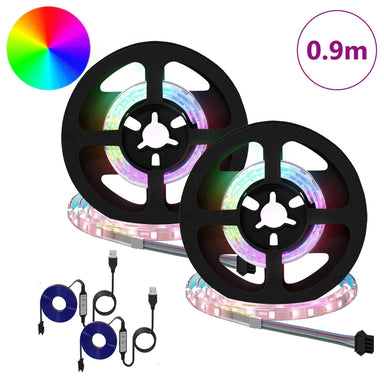 LED-strip 2 st Zwart en transparant Koper en kunststof