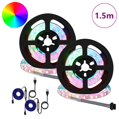 LED-strip 2 st Zwart en transparant Koper en kunststof