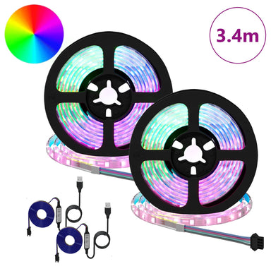 LED-strip 2 st Zwart en transparant Koper en kunststof