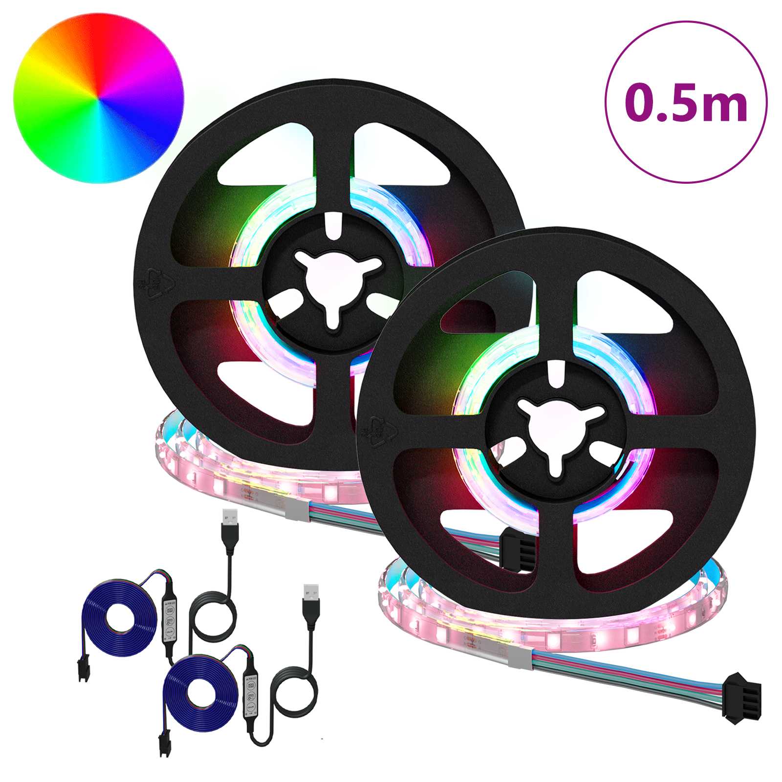 LED-strip 2 st Zwart en transparant Koper en kunststof
