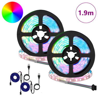 LED-strip 2 st Zwart en transparant Koper en kunststof