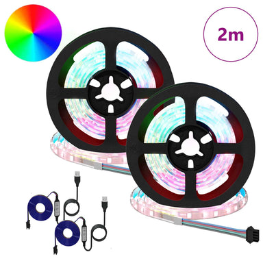 LED-strip 2 st Zwart en transparant Koper en kunststof