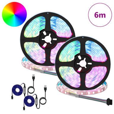 LED-strip 2 st Zwart en transparant Koper en kunststof