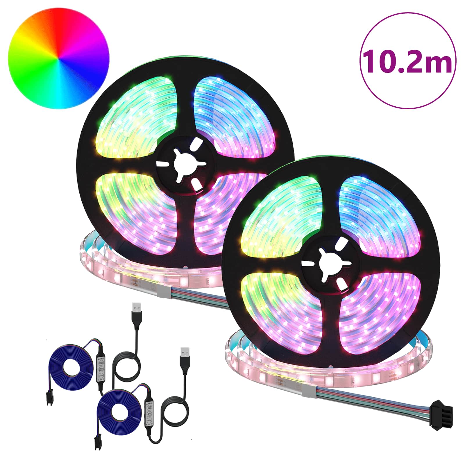 LED-strip 2 st Zwart en transparant Koper en kunststof