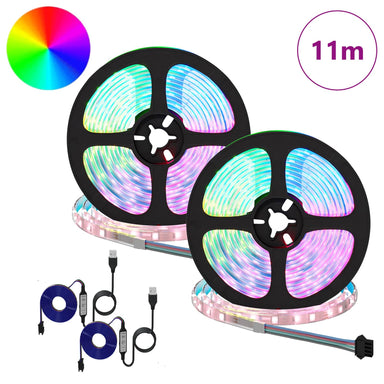 LED-strip 2 st Zwart en transparant Koper en kunststof