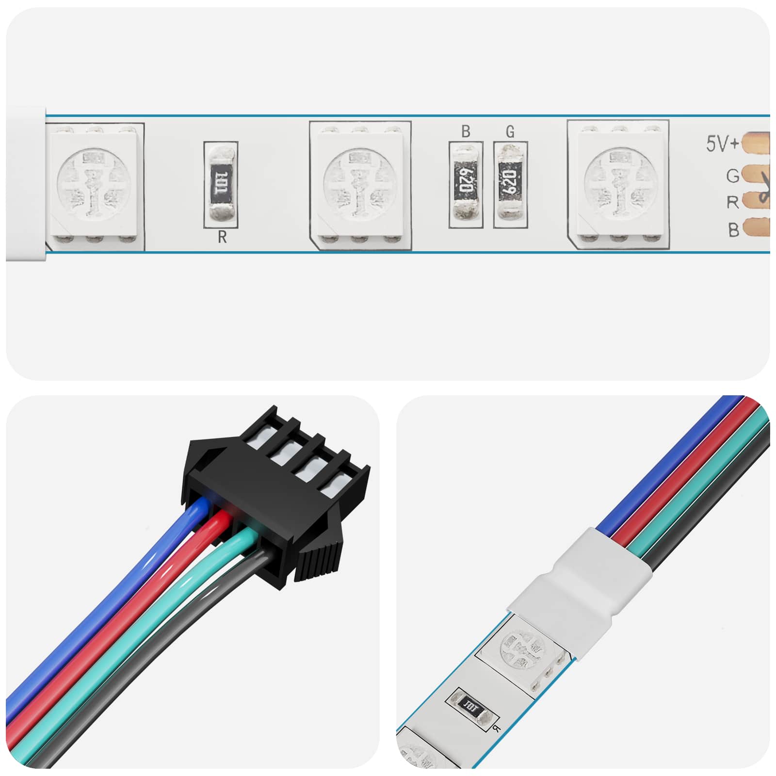 LED-strip 2 st Zwart en Multikleur Koper en kunststof