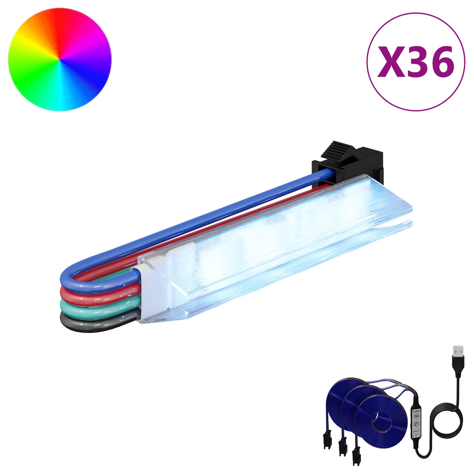LED-strip 12 st Zwart en Multikleur Koper en kunststof